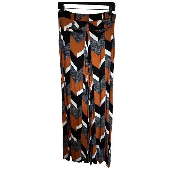 Anthropologie Elevenses Boho Wide Leg Rayon Pants Geometric Comfortable Size 2 - Picture 5 of 8